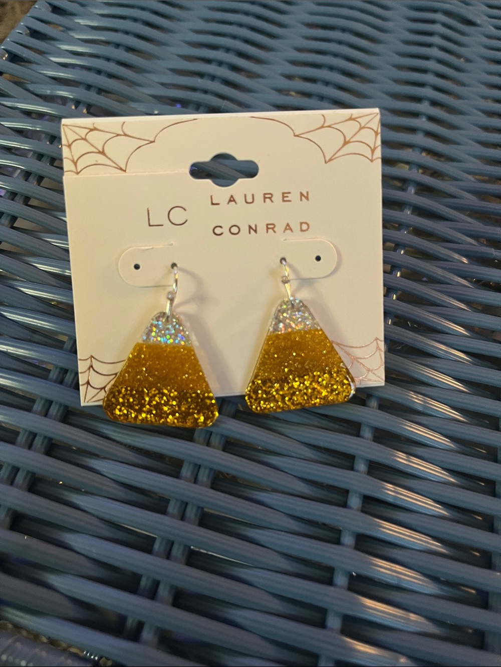 LC Lauren Conrad Gold Glitter Drop Earrings with Silver Accent. Candy 🌽!
